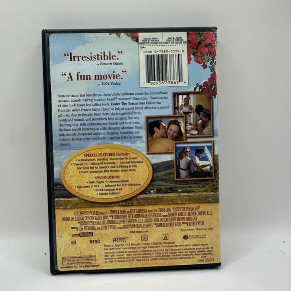 Under The Tuscan Sun Widescreen DVD Starring Diane Lane Rated PG-13 - Picture 2 of 3